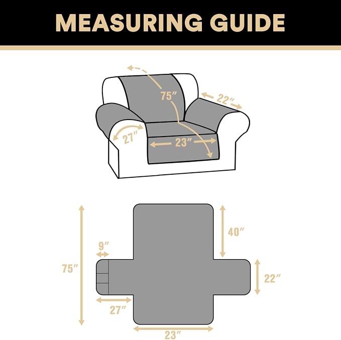 100% Waterproof Chair Sofa Slipcover for Living Room Water Resistant Couch Cover Furniture Protector Cover with Elastic Straps for Pets Kids Children Dog Cat(Chair 23", Smoke Blue)