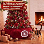 Christmas Tree Cat Tunnel 36 in Donut Bed, Red, Flannel, Corduroy - Image 2
