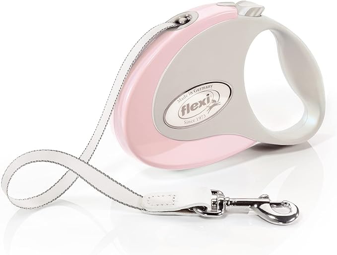 FLEXI® Classic Tape Retractable Dog Leash, Small, 10 ft - Pink/Rose | German engineered, original flexi leash, durable quality for dogs up to 26 lbs, tangle-free, walking, reliable brake system