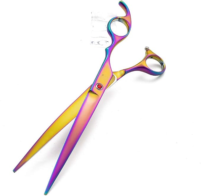 Moontay Professional 8.0" Dog Grooming Scissors Set, 4-pieces Straight, Upward Curved, Downward Curved, Thinning/Blending Shears for Dog, Cat and Pets, JP Stainless Steel, Multicolour | Straight, Upward Curved, Downward Curved, Thinning/Blending Shears...