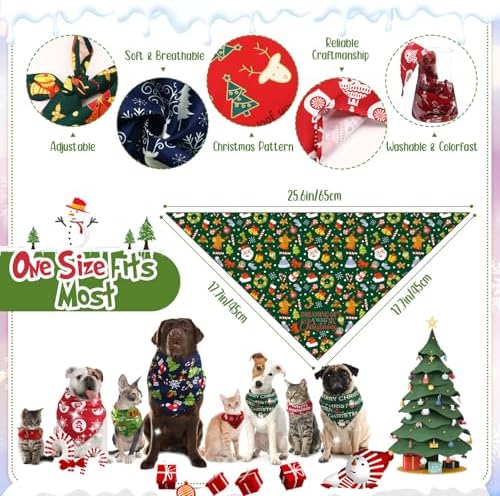 Huhumy 100 Pcs Christmas Dog Bandanas Bulk Pet Scarf Bibs Neckerchief Decor - Image 3