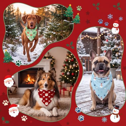 Preboun 50 Pcs Chriastmas Paw Print Dog Bandanas Bulk, Xmas Party - Image 4