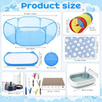 13 Pcs Kitten Starter Kit with Playpen Litter Box Feeder, Blue - Image 2
