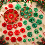 Hoteam 50 Pcs Dog Collar Flowers Bows Accessories, Christmas Red Green - Image 5