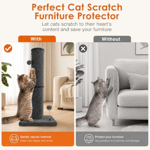 Carpet Cat Scratching Post Heavy Duty for Indoor Large Cats, DGRY - Image 4