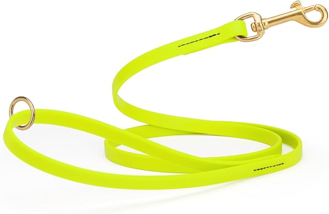 Viper Biothane K9 Working Dog Leash Waterproof Lead for Tracking Training Schutzhund Odor-Proof Long Line with Solid Brass Snap for Puppy Medium and Large Dogs 6ft, Safety Yellow