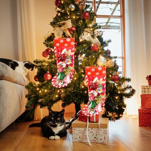 Christmas Stocking Cat Toys, 12PCS Xmas Cat Toy Set with Squeaky Toys, Balls, Cat Teaser - Image 6