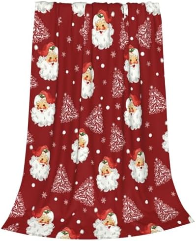 Xmas Santa Claus Blankets, Christmas Soft Anti Pilling Red Throw Blanket, Winter Snowflake Tree Decorative Lightweight Flannel Blanket, 40x50 Inches Sofa Fleece Blanket for Girl Children by Qilerongrong