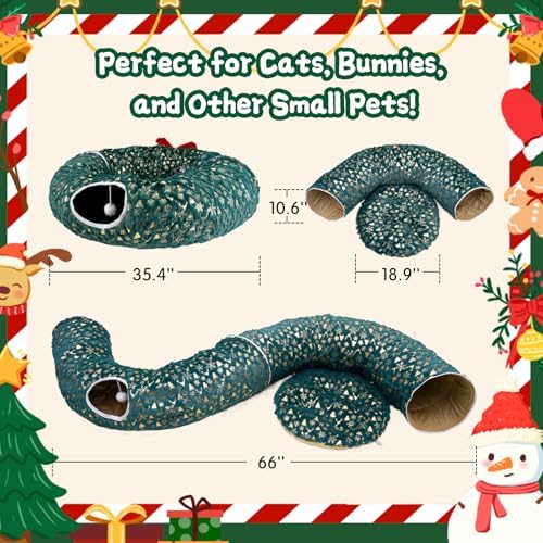 Cat Tunnel Bed Under Christmas Tree, 3FT Folding Kitten Tunnels - Image 4