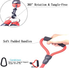 3 in 1 Durable Nylon Dog Leash with Padded Handle, 360° Swivel Multiple Dog Leash No Tangle, Lead for Medium Large Dogs, Walking & Training Double Dogs Leash Red
