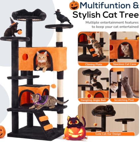 54 Inch Cat Tree Tower with Natural Sisal Scratching Post - Image 3