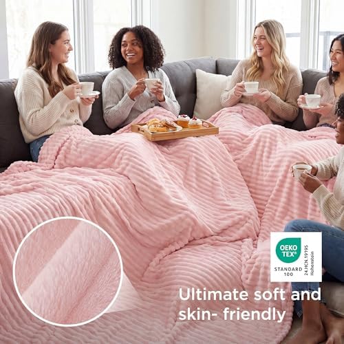 Bedsure Soft Large Fleece Blanket for Bed Coral Pink 120"x120" - Image 4