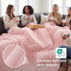 Bedsure Soft Large Fleece Blanket for Bed Coral Pink 120"x120" - Image 4