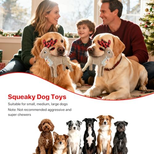 Christmas Dog Toys - Squeaky Plush Stuffed Animals for Puppies & Dogs, Interactive Holiday Pet Toys for Training & Reducing Boredom, Perfect Dog Birthday Gifts for Small, Medium & Large Breeds - Image 3
