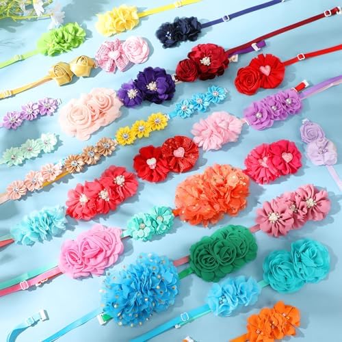 50 Pcs Flower Dog Bows Pink Collar Puppy Bows, Multiple Colors - Image 6