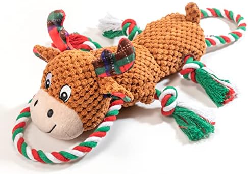 IOKHEIRA Christmas Squeaky Dog Toys, Dog Plush Toys for Chewers, Durable Interactive Dog Toys for Puppies, Small, Medium, and Large Dogs (Moose) by IOKHEIRA