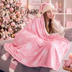 Fuweave Pink Christmas Throw Blanket 50 x 60 Inches Snowflake Throw Blanket - Image 6