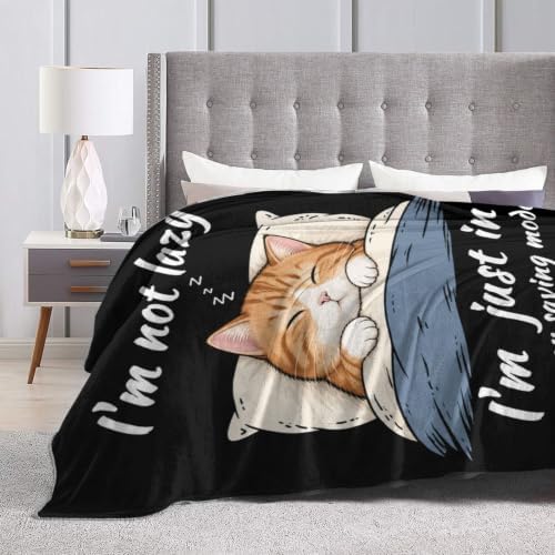Sleepy Orange Cat Blanket Throw Gift for Girls Women 80"X60" - Image 6