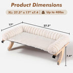 Cloud-Soft Cat Window Sill Perch with Zipper Designed Cushioned Bed, Supportive Cat Window Seat with Premium Solid Wood & Sturdy Metal Frame, Pet Hammock Bed for Large Cats (X-Large, White)