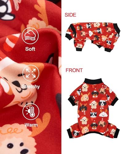XPUDAC Christmas Dog Pajamas for Small Medium Dogs Puppy Clothes Pjs,XLarge - Image 6
