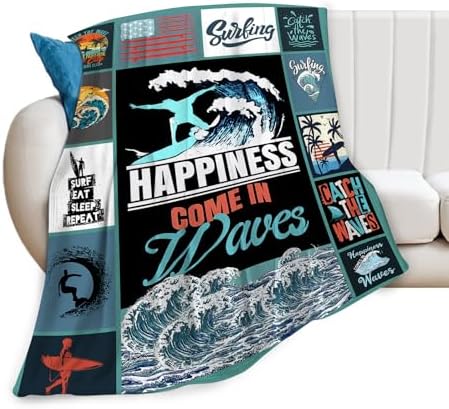 Surfing Blanket Surfing Surfboard Throw Blankets Decor Stuff Cozy Flannel Fleece Soft Plush Fuzzy Warm Lightweight Bedding Ocean Lovers Gifts for Women Girls Kids 60"X50" by Unknown