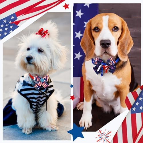 Huhumy 50 Pcs 4th of July Dog Bow Ties Patriotic Dog Collars Bulk - Image 5