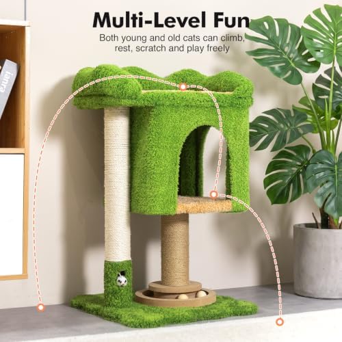 WOOCHPET Cat Tree with Sisal Scratching Posts and Cat Toys for Indoor Kittens - Image 6