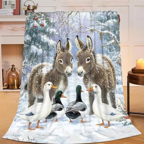 Donkey Duck Blanket for Girls Women Boys Men Adults Kids Soft Cozy Fleece Christmas Duck Throw Blankets Gifts Warm Flannel Plush Lightweight Decor for Couch Bed Sofa 80"X60" by Unknown