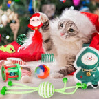 Christmas Stocking Cat Toys, 15PCS Christmas Cat Toy Set with Mouse, Squeaky Toys, Balls, Cat Teaser, Indoor Interactive Cat Toy Gift - Green - Image 2