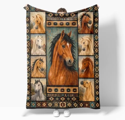Horse Throw Blanket Horse Stuff Gifts for Kids Girls Boys Adults Women Men Soft Cozy Warm Plush Fluffy Fuzzy Fleece Blanket Decor 60''X80'' - Image 5