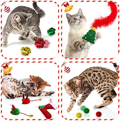 Christmas Cat Toys, 10 Pack Catnip & Feather Toys for Indoor Cats - Image 4