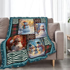 Snowmen Blanket Christmas Winter Snowmen Lover Throw Blankets Gifts for Girls Boys Kids Soft Cozy Fleece Plush for Couch Sofa Bed 60"x50" - Image 4
