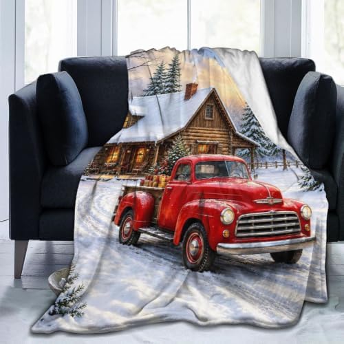 Christmas Red Truck Blanket Winter Cabin Throw Stuff Gifts 50"x40" by Unknown
