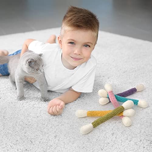 Glaciart One Swab Cat Toys with Catnip, 5 Pcs Wool Felt Chew Sticks for Indoor Cats, Interactive Kitten Toys for Exercise and Play, Gift Idea - Image 3