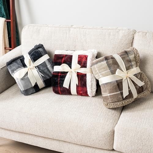 PAVILIA Twin Plaid Sherpa Throw Blanket for Couch Sofa Bed Dark Grey, 60x80 - Image 7