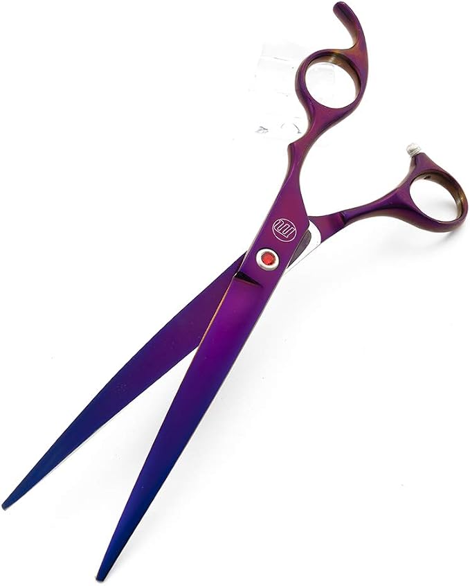 Moontay Professional 8" Dog Grooming Scissors Set 4PCS, Purple | Straight, Upward Curved, Downward Curved, Thinning/Blending Shears for Dog, Cat and Pets, JP Stainless Steel