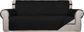 PureFit Reversible Quilted Sofa Cover Dog Couch Covers for Sofa, 66 in | Black/Black, Water Resistant Couch Protector, Washable Pet Couch Cover with Non Slip and Elastic Straps For Kids
