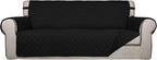 PureFit Reversible Quilted Sofa Cover Dog Couch Covers for Sofa, 66 in | Black/Black, Water Resistant Couch Protector, Washable Pet Couch Cover with Non Slip and Elastic Straps For Kids