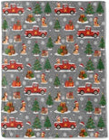 Christmas Decorative Throw Blanket, Red Truck Dog Tree Snowflake Print Decoration, Flannel Winter Blankets for Couch Bed Sofa, Holiday Home Decor, Xmas Festival Gifts for Pet Lovers 50x60 Inch by AINORI