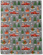 Christmas Decorative Throw Blanket, Red Truck Dog Tree Snowflake Print Decoration, Flannel Winter Blankets for Couch Bed Sofa, Holiday Home Decor, Xmas Festival Gifts for Pet Lovers 60x80 Inch by AINORI
