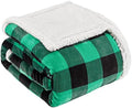 Touchat Sherpa Green and Black Buffalo Plaid Christmas Twin Blanket 60" X 70", Fuzzy Fluffy Soft Cozy Blanket, Fleece Flannel Plush Microfiber Blanket for Couch Bed Sofa (Green and Black) by TOUCHAT