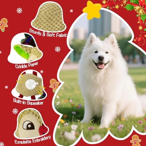 Christmas Dog Toys, Squeaky Reindeer Plush with Cotton Rope Legs for Dogs - Image 3