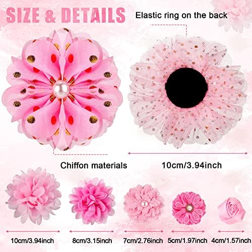 Hoteam 50 Pcs Dog Collar Flowers Bows Accessories, Pink - Image 2