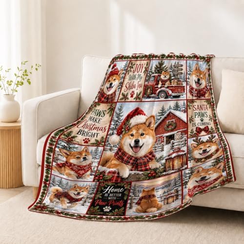 Shiba Inu Christmas Throw Blanket Cute Dog Holiday Gifts 40''X50'' - Image 3