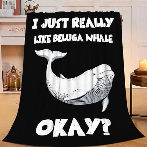 Beluga Whale Blanket for Girls Women Boys Men Adults Kids Soft Cozy Fleece Ocean White Whale Throw Blankets Gifts Warm Flannel Plush Lightweight Decor for Couch Bed Sofa 80"X60" by Unknown