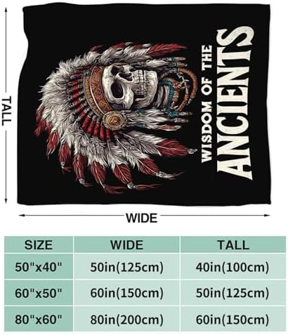 Native American Blanket for Girls Women Boys Men Adults Kids Soft Cozy Fleece Indian Skull Throw Blankets Gifts Warm Flannel Plush Lightweight Decor for Couch Bed Sofa 60"X50" - Image 7