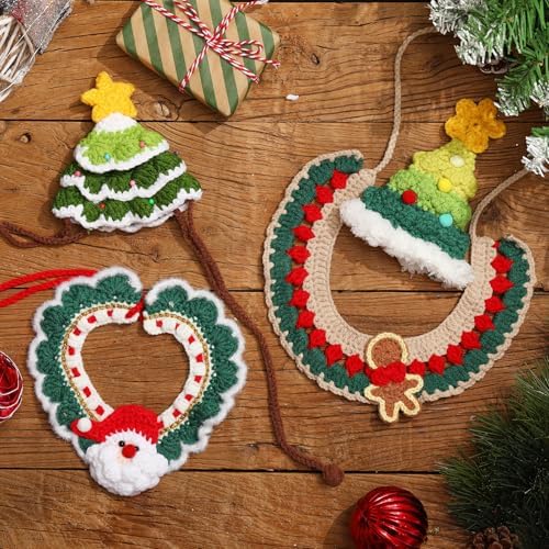 Geyoga 4 Pcs Pet Christmas Costume Suit Gift for Cat Dog, Cute Design - Image 3