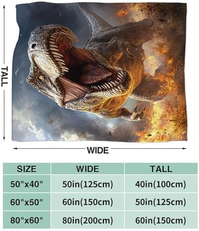 Fire Dinosaur Blanket for Girls Women Boys Men Adults Kids Soft Cozy Fleece T-Rex Dino Throw Blankets Gifts Warm Flannel Plush Lightweight Decor for Couch Bed Sofa 80"X60" - Image 7