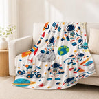 Cute Astronaut Throw Blanket Space Rocket Planet Galaxy Gifts 40''x50'' - Image 3