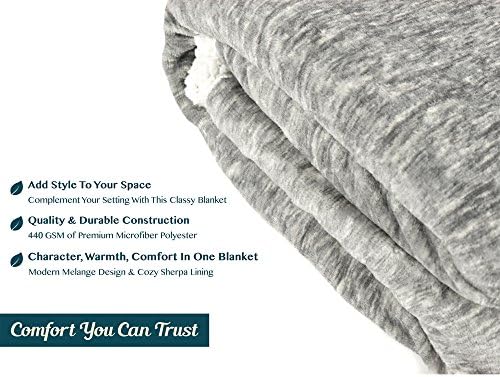PAVILIA Sherpa Throw Blanket for Couch Sofa Bed, Melange Light Gray, 50x60 - Image 6